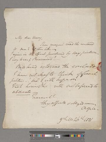 Opie, Amelia (Alderson).  Letter to Henry Perronet Briggs