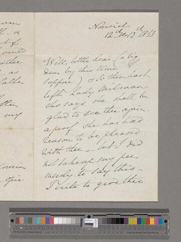 Opie, Amelia (Alderson).  Letter to Elizabeth Amelia Briggs