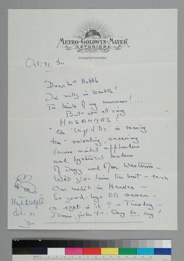 Writer Hugh Walpole, writes to GBH, apologizing for his bad manners with much exaggeration