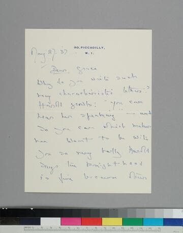 Writer Hugh Walpole, writes to GBH, teasing her about the letters she writes