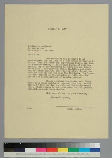 EPH writes to William Oliphant