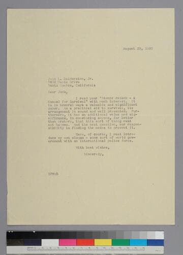 EPH writes to screenwriter John Balderston