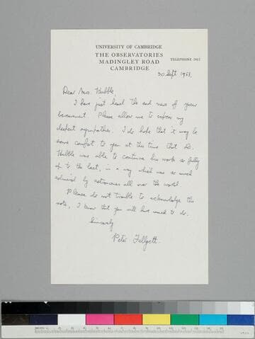 English astronomer Peter Fellgett writes to GBH