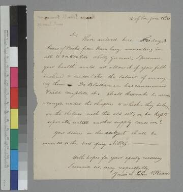 John V. Kean, University of Virginia, letter to Thomas Jefferson