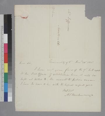 Arthur S. Brockenbrough, University of Virginia, letter to Thomas Jefferson, Monticello