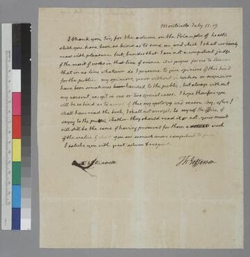 Thomas Jefferson, Monticello, letter to George Williamson