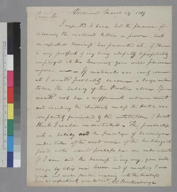 Arthur S. Brockenbrough, Richmond, letter to Thomas Jefferson