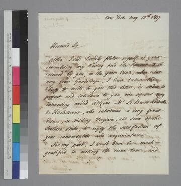 Daniel Lescallier, New York, letter to Thomas Jefferson
