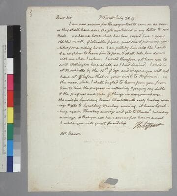 Thomas Jefferson, Poplar Forest, letter to Edmund Bacon