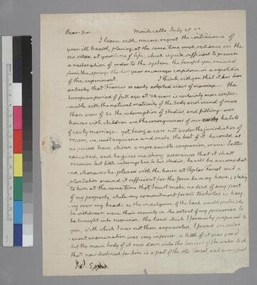 Thomas Jefferson, Monticello, letter to John Wayles Eppes