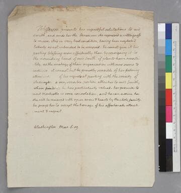 Thomas Jefferson, Washington, D.C., letter to Margaret Bayard Smith