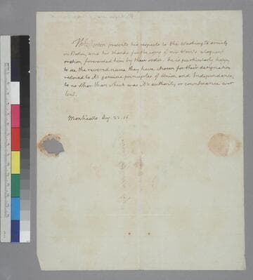 Thomas Jefferson, Monticello, letter to the Washington Society, Boston