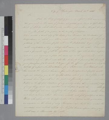 Benjamin O. Tyler, Washington, D.C., letter to Thomas Jefferson, Monticello