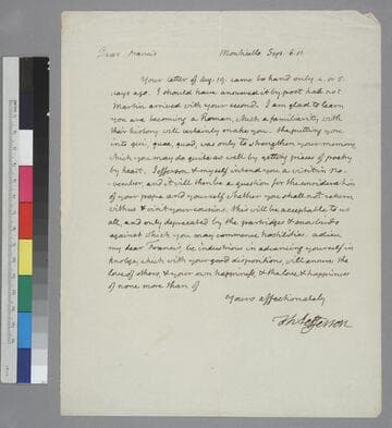 Thomas Jefferson, Monticello, letter to Francis Wayles Eppes