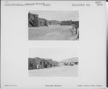 Colorado River - Desert town with adobe buildings