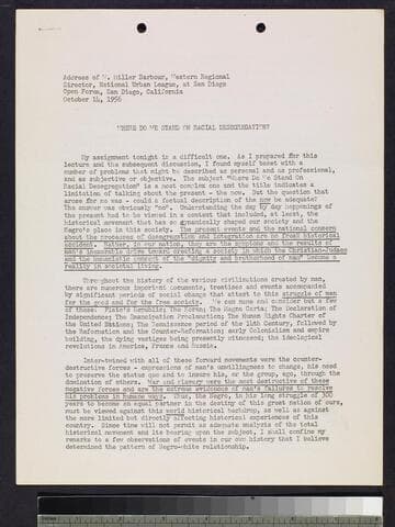 Address of W. Miller Barbour