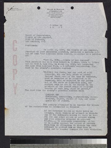 Two copies of letter by Loren Miller and Edward C. Maddox