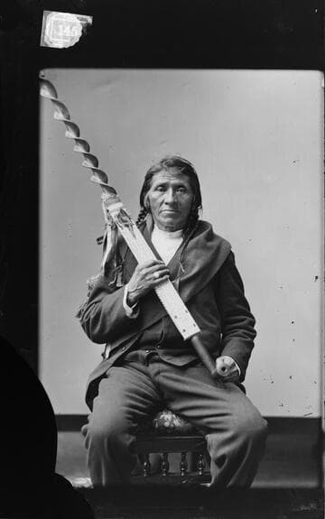 Portrait of Oshoga, member of Chippewa/Ojibwe Delegation to Washington D.C., ca. 1880