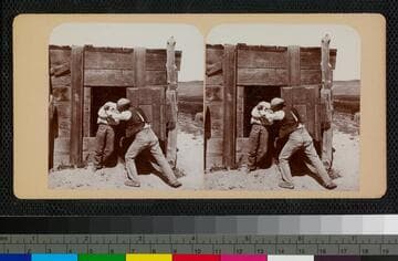 Ramona's son, Condino, and a friend playing outside the jail at Cahuilla