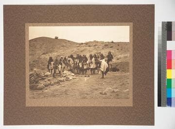 Hopi Indians participating in the Flute Ceremony, Mishongnovi, Second Mesa, 1890
