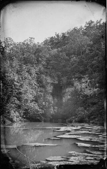 View of river and rock wall, Seminole Nation, Indian Territory