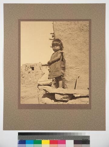 Hopi Child, how he looked and felt when garbed in the White man's clothing. Pueblo of Oraibi, Arizona