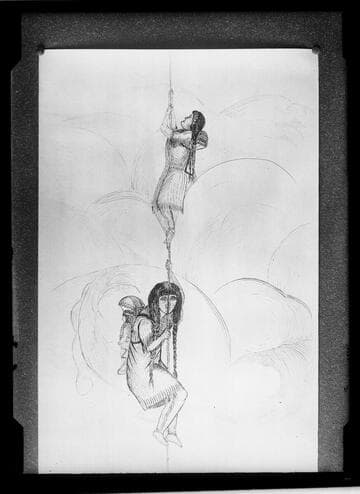 Photograph of a drawing illustrating Washoe life and legends