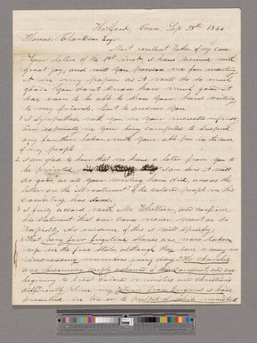 Pennington, James. W. C.  Letter to Thomas Clarkson