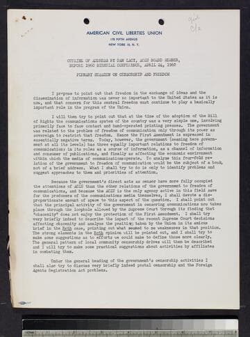 Outline of address by Dan Lacy