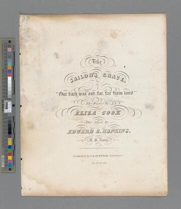 The sailor's grave : "our bark was out far, far from land" / the poetry by Eliza Cook   the music by Edward A. Hopkins, U. S. Navy