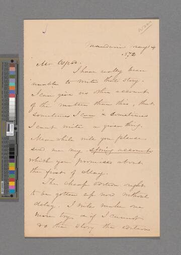 Stowe, Harriet Beecher. Letter to James R. Osgood