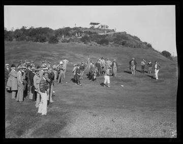 Leo Diegel teeing at Riviera Country Club, Santa Monica Canyon