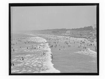Beach clubs and beachgoers, Santa Monica, California