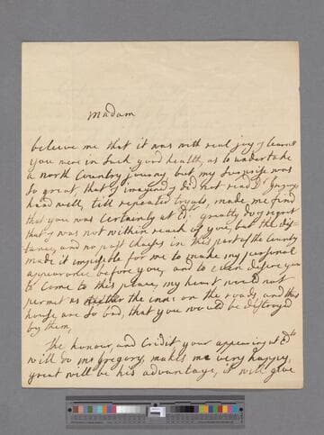 Forbes, Dorothy (Dale), Baroness Forbes. Letter to Elizabeth (Robinson) Montagu