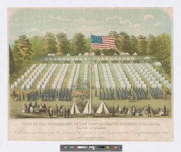 View of the encampment of the Corn Exchange Regiment 118th. Penn. Vols. near Falls of Schuylkill