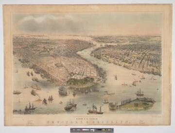 Birds eye view of New York & Brooklyn