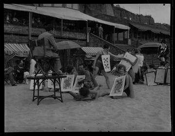 Human card game at Gables Beach Club, Santa Monica
