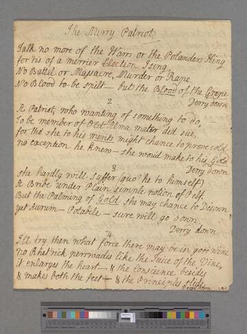 [Unknown author]. The Merry Patriot [: a poem in 11 stanzas of 4 lines each]