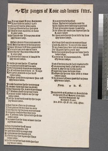 The panges of loue and louers fttes [sic]