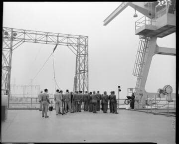 Tour group on the turbine deck of Etiwanda Station