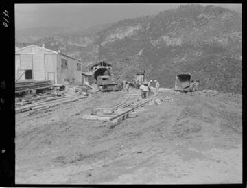Big Creek - Mammoth Pool - Laying track at power tunnel outlet portal