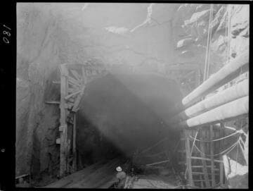 Big Creek - Mammoth Pool - Tunnel portal showing rock to be removed