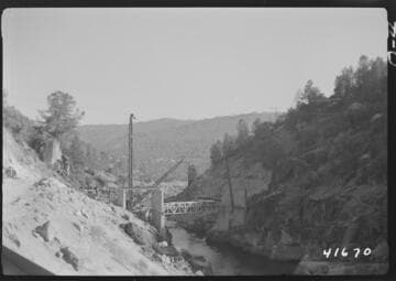 Big Creek Powerhouse #4 - Italian Bar Bridge construction - rigging under bridge span (typical both sides