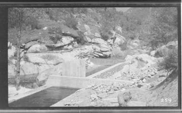The Marble Fork headworks full of water at Kaweah #3 Hydro Plant