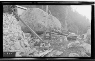 Construction work at Marble Fork headgate at Kaweah #3 Hydro Plant