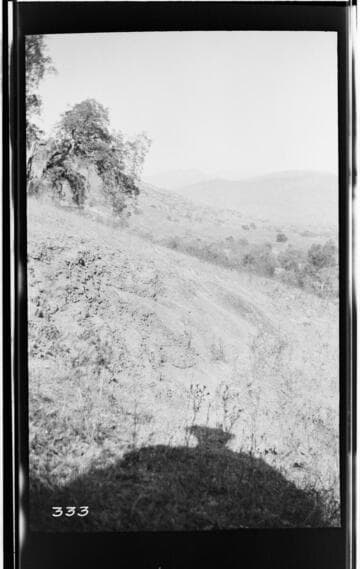 A distant view along the conduit route for the hydro plant of the Tulare County Power Company