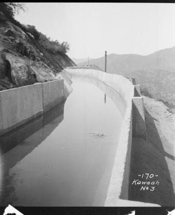The completed main conduit filled with water at Kaweah #3 Hydro Plant