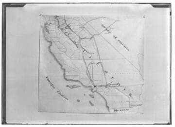 Partial map of California showing the early transmission line corridors
