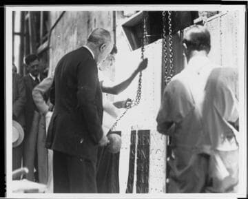 John B. Miller at the June 5, 1930 ceremony to dedicate the solid granite cornerstone of the new Edison Building at Fifth and Grand Streets