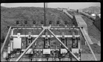 Take-away circuits on roof of Kern River No. 3 Powerhouse